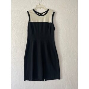 Kate Spade Janelle Black Cream Colorblock Sleeveless Sheath Dress Preppy Sz 10
